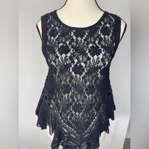 Black Lace Sleeveless Top